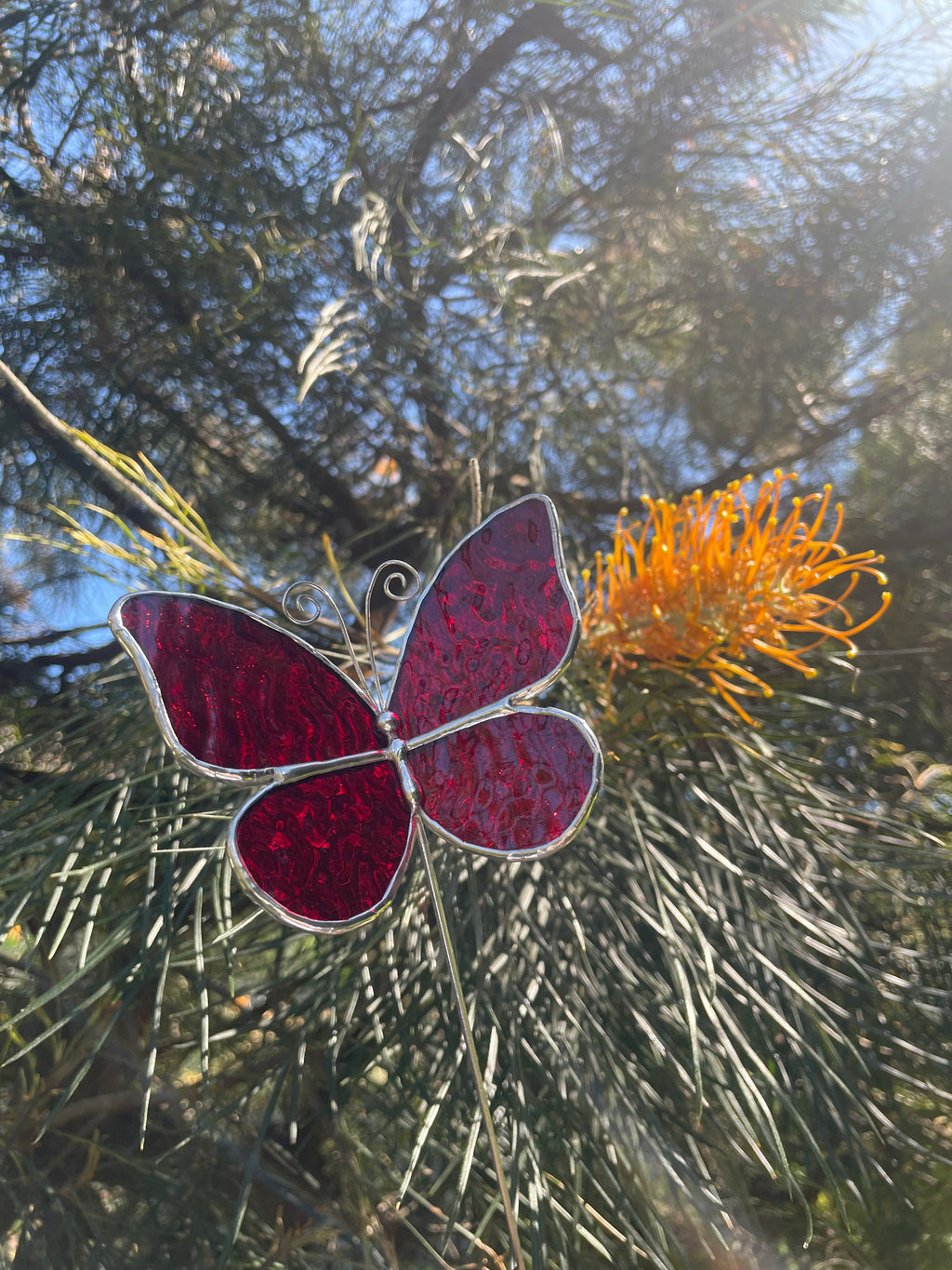 Butterfly Plant Stake - Red